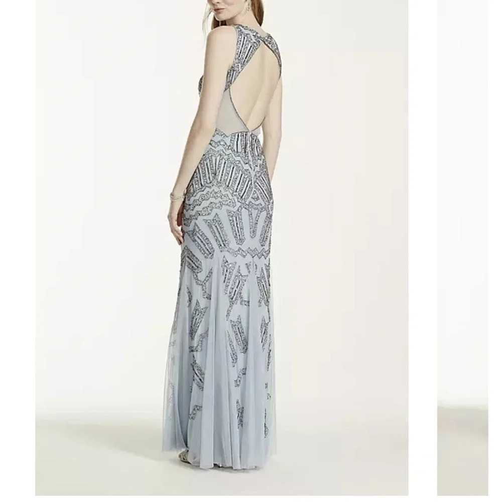 Adrianna Papell Sleeveless
Beaded Mermaid Gown In Blue size 8 - Picture 2 of 15